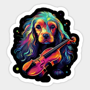 Cocker Spaniel Playing Violin Sticker